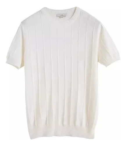 Camiseta De Punto De Verano Con Cuello Redondo Y Manga Corta