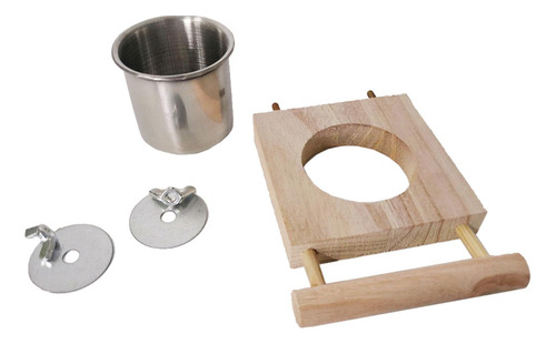 Comedero Para Pájaros, Jaula Para Loros, Soporte De Madera,