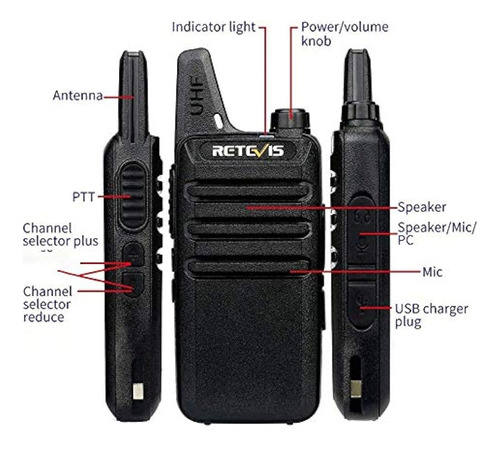 Retevis Rt22 Walkie Talkies Manos Libres Recargables Radios 