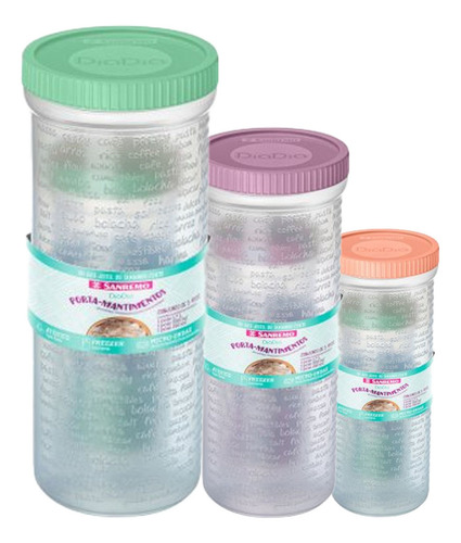Kit Potes 210ml 610ml 1,7l Para Macarrão Grãos Cereais