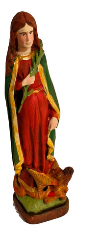 Estatua De Santa Marta 22cm - Catolico - Pintado A Mano Bordó