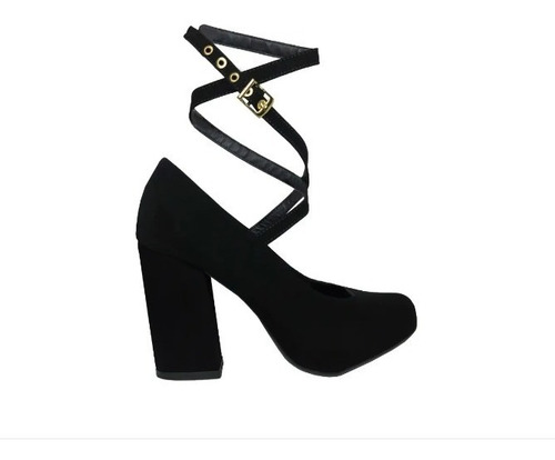 Imagem 2 de 6 de Sapato Scarpin Salto Alto Bico Redondo Tira Fivela Boneca Nf