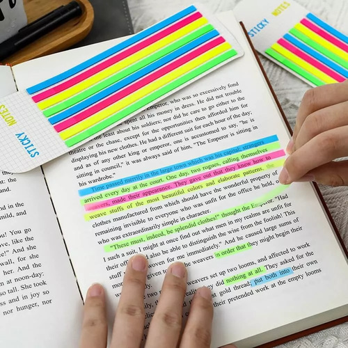 Pack 2 Notas Adhesivas Strips Transparente Destacador Texto