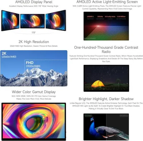 Pantalla Táctil Waveshare 2k Amoled De 13,3 Pulgadas, 2560 ×