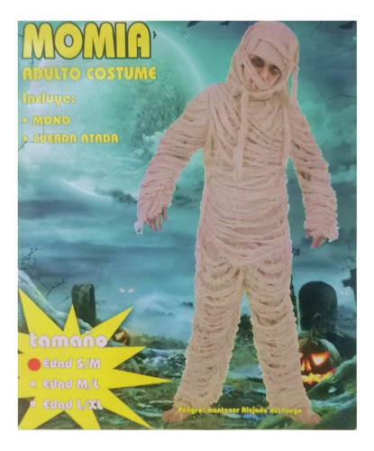 Disfraz Adulto De Momia Halloween Talla S/m M/l L/xl