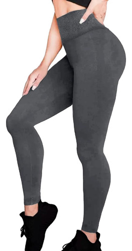 1pz Leggins Térmicos Afelpados Dama Pretina Ancha Jera Bbp