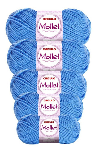 Lã Mollet 100g Crochê / Tricô - Círculo - 5 Novelos Cor 2403 - Acqua