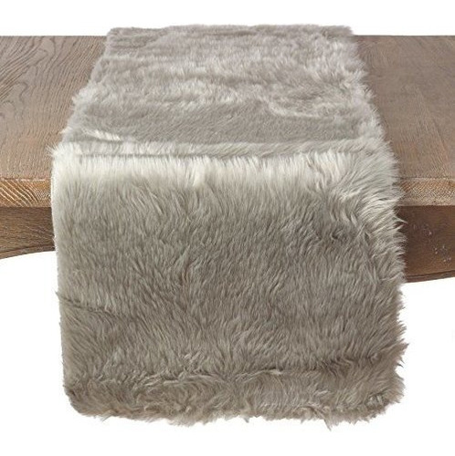 Saro Estilo De Vida Faux Fur Diseno Camino De Mesa Topper 1