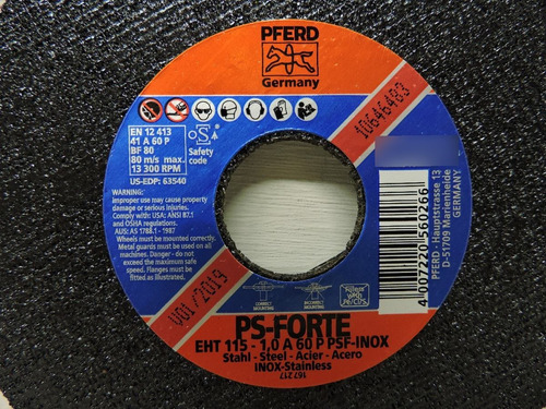 Disco De 4-1/2 Pferd Acero Inoxidable Y Al Carbón