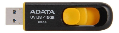 Memoria USB Adata UV128 16GB 3.2 Gen 1 negro y amarillo