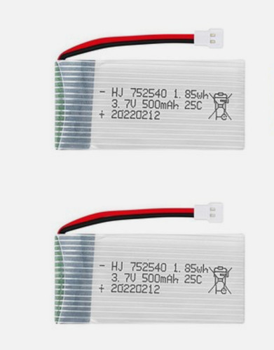 2 Bateria Lipo 500mah 3.7v 25c 1s 752040 Rc Heli Avion