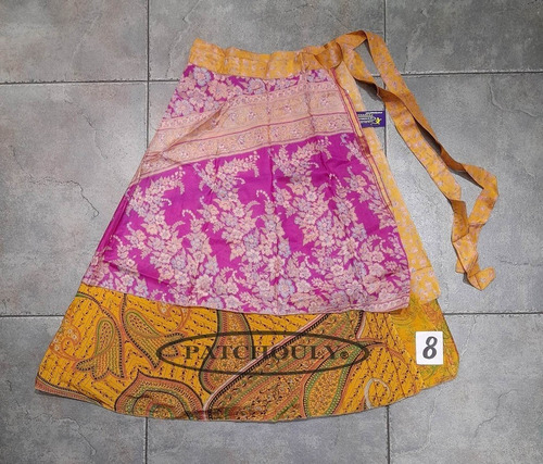 Imagen 7 de 9 de Pollera 3/4 Mil Formas Seda Hindú Estampada Doble Capa Video
