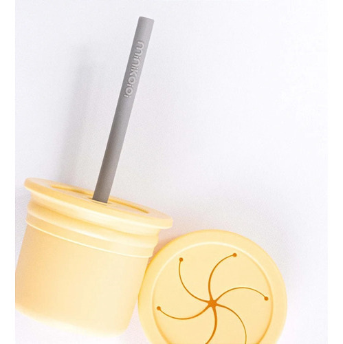 Copo Com Tampa E Canudo De Silicone Sip Snack 180ml Amarelo Liso