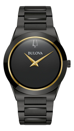 Reloj Bulova Modern Milenia Para Caballero 98a313 Correa Negro Bisel Negro Fondo Negro