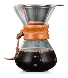 Cafetera Chemex Vidrio Templado Con Filtro De Acero 400ml