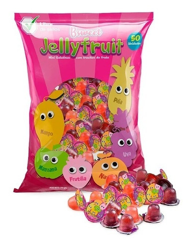 Mini Jaleas Jelly Fruit Bolsa Con 50 Unid Para Cumpleaños