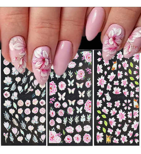 5d Nails Art Stickers Calcomanías, Primavera Verano Flores A