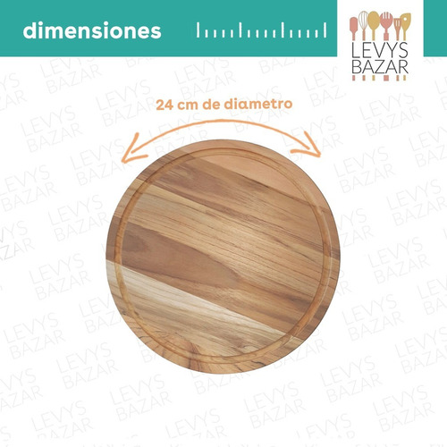 X6 Platos De Madera Algarrobo Para Asado 24cm Calidad Picada