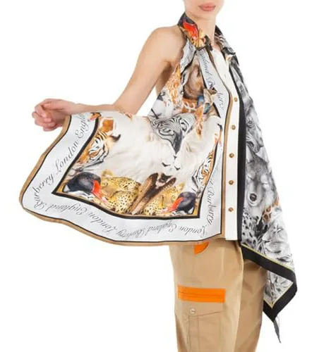 Body Burberry Gris Con Estampado Animal, Talla Xxs