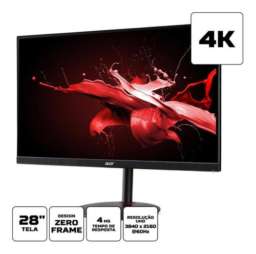 Monitor Acer Xv280k 4k Ips 28' Amd Freesync Alto Falante