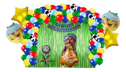 Kit Decoracion Cumpleaños Globos Compatible Granja Zenon 79p