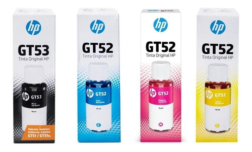 4 Tinta Hp Gt53 Negro Gt52 Cian Magenta Amarilo Originales 