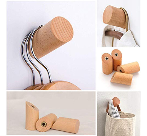 Ganchos De Pared De Madera Rústica Paquete De 4 Para Colgar