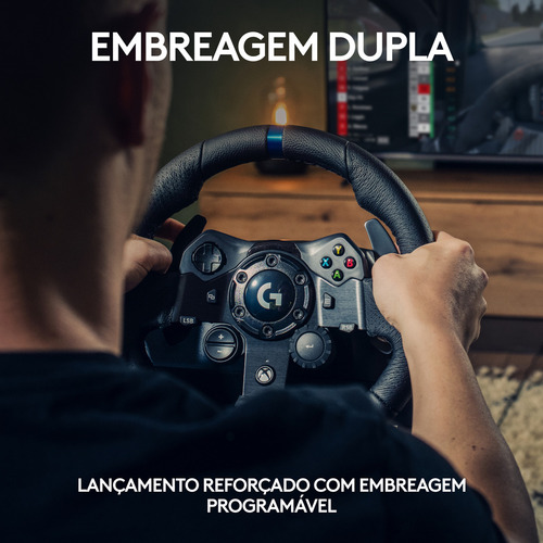 Volante e pedaleira Logitech G923 com joystick para Xbox e PC