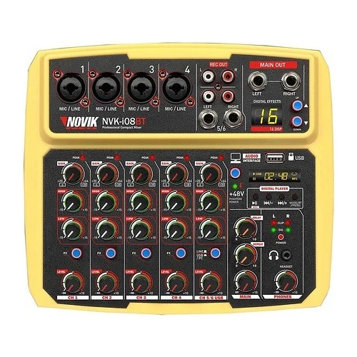 Consola Pasiva Interfaz Usb Novik I08bt Amarilla Audioimport