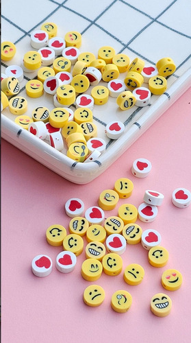 Fimo Pasantes Mix Emojis Surtidos Bijou X 250 Unidades Diámetro 1 Cm Largo 1 Cm