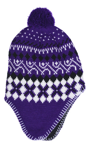 Gorro Punto Invierno Niñas Con Orejeras Y Pompón Combinación