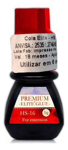 Cola Elite Hs-16 5ml Alongamento Cílios Premium Black Glue Cor Preto