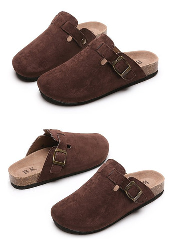 Zapatillas Planos Unisex Birken De Liso Con Hebillas