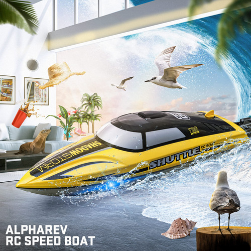 Barco Rc Profesional De Alta Velocidad De 20+ Mph 1200mah Color Amarillo