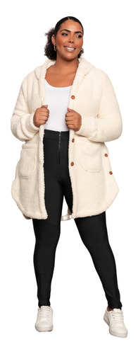 Casaco Inverno Elegante Plus Size Ted Quente Casual Blusão