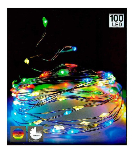 100 Luces Led Multicolor Tira Pila Arbol Navidad Terraza