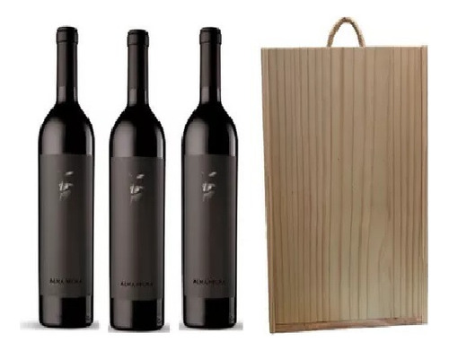 Estuche De Madera Vino Alma Negra X3 750ml Bog Ernestocatena