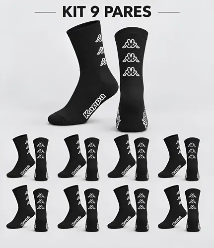 Kit 9 Pares Meias Kappa Algodão Cano Médio Conforto Original