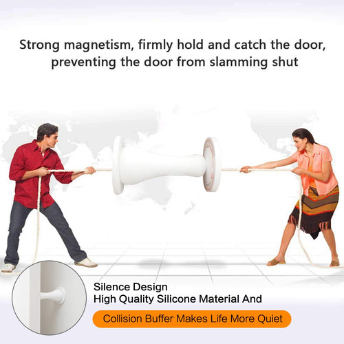 Tapón Magnético Autoadhesivo Para Puerta Blanco Reutilizable