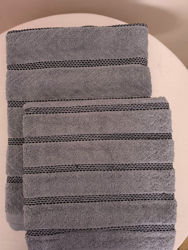 Juego De Toalla Y Toallon Linea Street De Jean Cartier Street - Gris Medio Jacquard