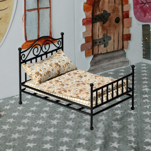 Cama En Miniatura, Juguete Para Niños, Modelo De Negro