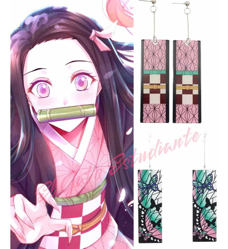 Par Aros Pendientes Animé Kimetsu No Yaiba Nezuko O Shinobu