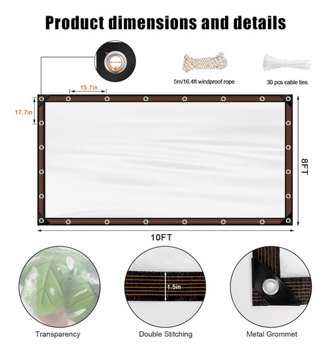 Lonas Impermeables Transparentes De 8 X 10 Pies, Resistentes
