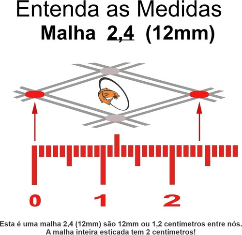 Arrastao Multi 210/06 Malha 2,4(12mm) 20mts Com Saco / Funil