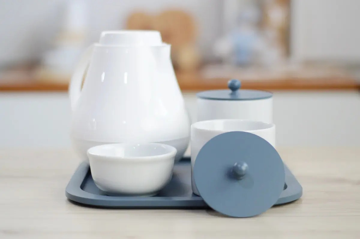 Kit Higiene Porcelana Bebê Potes Algodão Royal Meninos