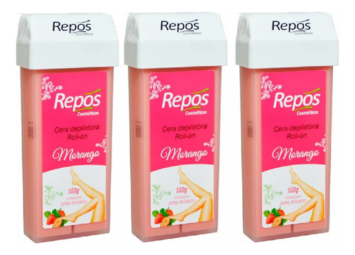 Repos Kit 3uni Cera Depilatória Roll-on Morango 100g