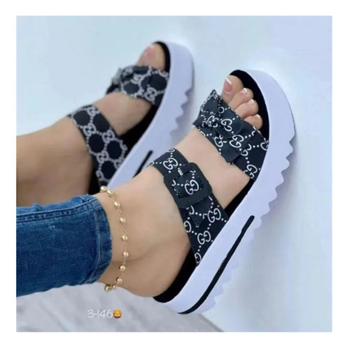 Sandalias Con Plataforma Y Lazo Con Estampado De Palabras