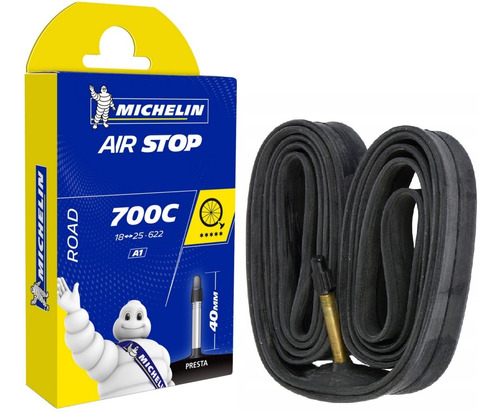 Camara Clincher Michelin Air Stop 700x18/25c Presta 48mm