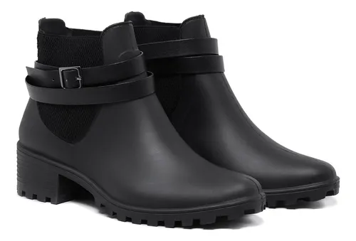 Bota Feminina Imperme vel Cano Curto Salto Quadrado B752