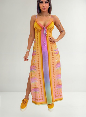 Vestido Farm Arco Íris Desejão Raridade Perfeito